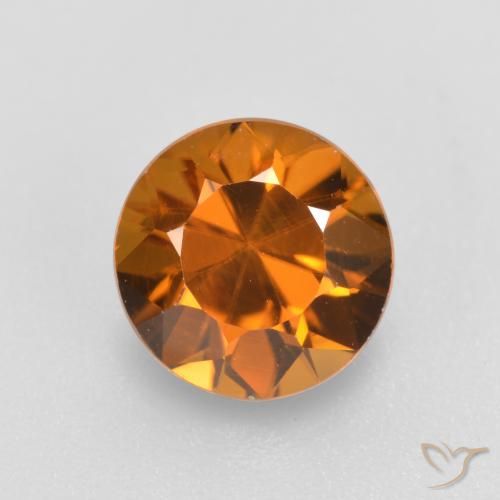 1.56ct Natural Laranja médio-escuro Zircão, Redondo, VVS-VS