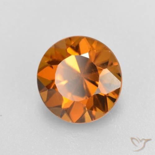 Zircão Laranja médio-escuro Natural 1.56ct, Redondo, VVS-VS