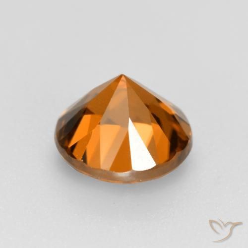 Zircão Laranja médio-escuro Natural 1.56ct, Redondo, VVS-VS