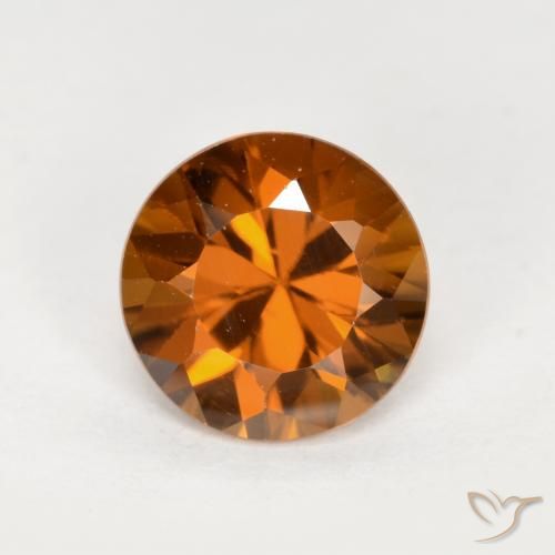 1.52ct Natural Laranja médio-escuro Zircão, Redondo, VVS-VS