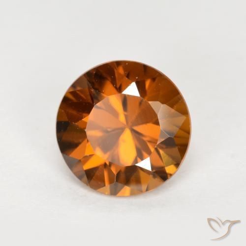 Zircão Laranja médio-escuro Natural 1.52ct, Redondo, VVS-VS