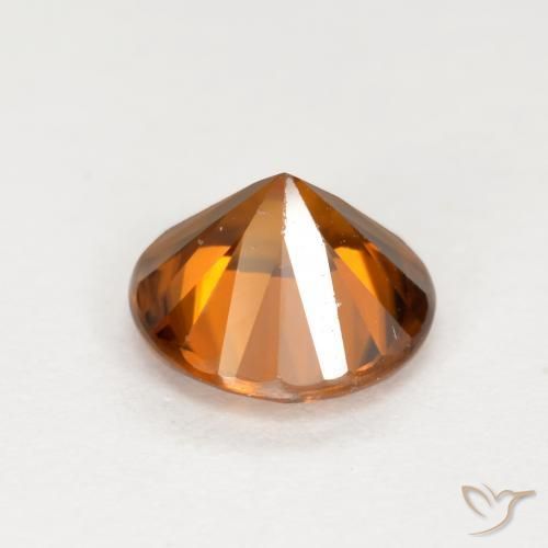 Zircão Laranja médio-escuro Natural 1.52ct, Redondo, VVS-VS