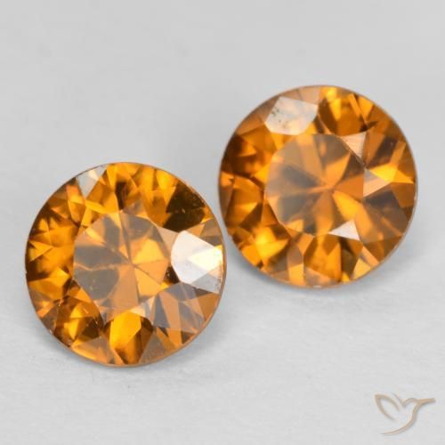Pedras preciosas de Zircão Laranja médio-escuro natural de 2.32 ct, Redondo, VVS-VS