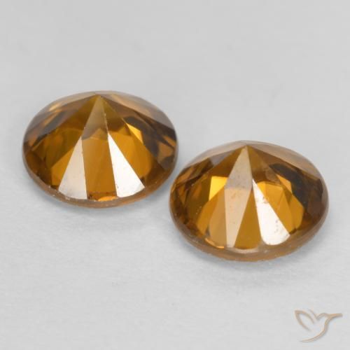 Pedras preciosas de Zircão Laranja médio-escuro natural de 2.32 ct, Redondo, VVS-VS