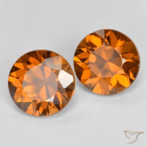 Pedras preciosas de Zircão Laranja médio-escuro natural de 2.55 ct, Redondo, VVS-VS