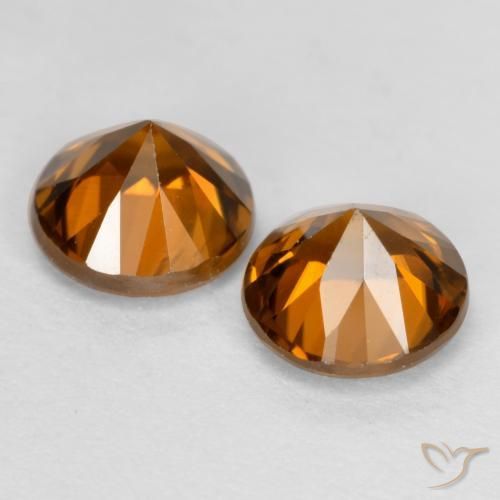Pedras preciosas de Zircão Laranja médio-escuro natural de 2.55 ct, Redondo, VVS-VS