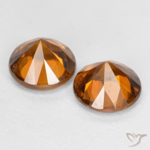Pedras preciosas de Zircão Laranja médio-escuro natural de 2.41 ct, Redondo, VVS-VS