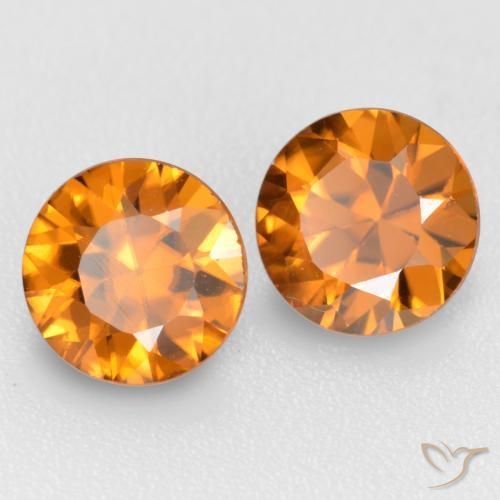 Pedras preciosas de Zircão Laranja Profundo natural de 2.09 ct, Corte Redondo, VVS-VS