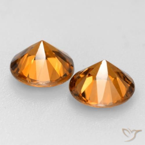 Pedras preciosas de Zircão Laranja Profundo natural de 2.09 ct, Corte Redondo, VVS-VS