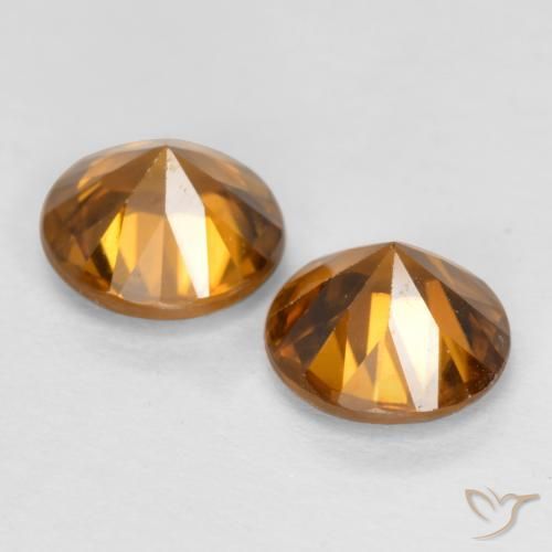 Pedras preciosas de Zircão Laranja Profundo natural de 2.14 ct, Redondo, VVS-VS