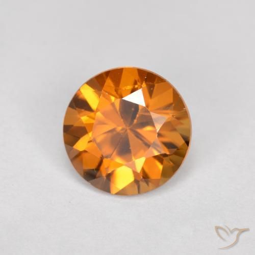 Zircão Laranja Médio Natural 1.58ct, Redondo, VVS-VS