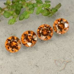 Pedras preciosas de Zircão Laranja Profundo natural de 4.24 ct, Redondo, VVS-VS