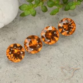 Pedras preciosas de Zircão Laranja médio-escuro natural de 4.30 ct, Redondo, VVS-VS