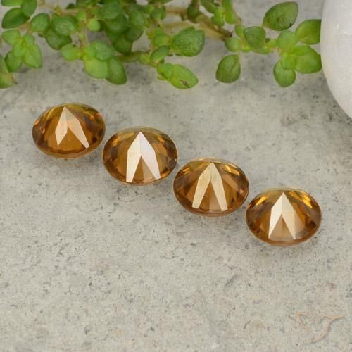 Pedras preciosas de Zircão laranja marrom natural de 4.27 ct, Redondo, VVS-VS
