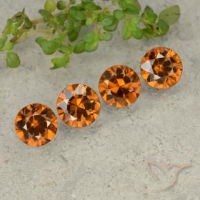 Pedras preciosas de Zircão Laranja escuro natural de 4.31 ct, Redondo, VVS-VS