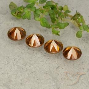 Pedras preciosas de Zircão Laranja escuro natural de 4.31 ct, Redondo, VVS-VS