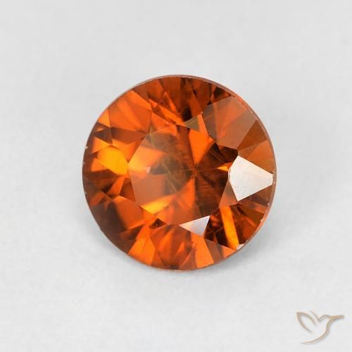 Zircão Medium Dark-Orange Natural 1.13ct, Redondo, VS