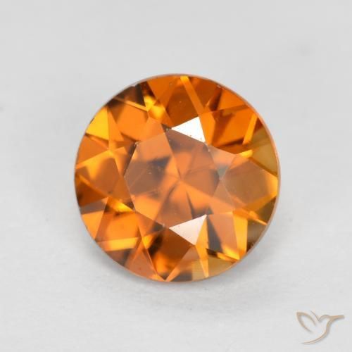 Zircão Laranja Médio Natural 1.24ct, Redondo, VVS-VS