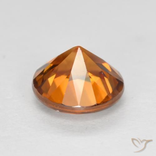 Zircão Laranja Médio Natural 1.24ct, Redondo, VVS-VS