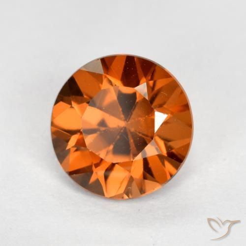 Zircão Laranja médio-escuro Natural 1.23ct, Redondo, VVS-VS