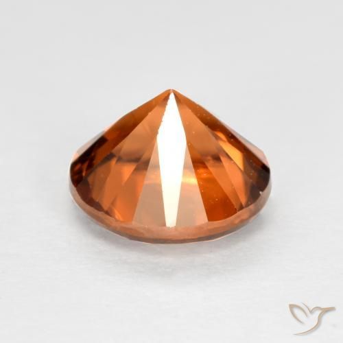 Zircão Laranja médio-escuro Natural 1.23ct, Redondo, VVS-VS