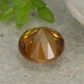 Zircão laranja marrom Natural 1.24ct, Redondo, VVS-VS