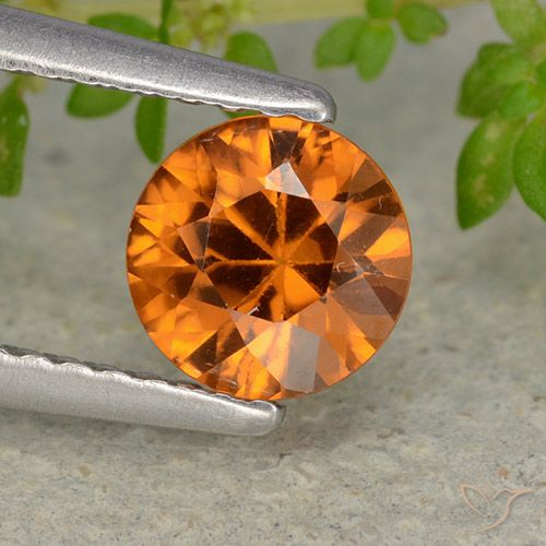 1.13ct Natural Laranja médio-escuro Zircão, Redondo, VVS-VS