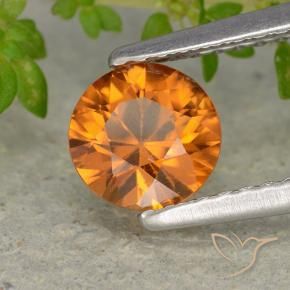 Zircão Laranja médio-escuro Natural 1.13ct, Redondo, VVS-VS