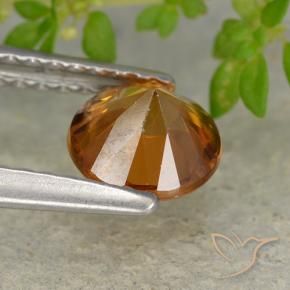Zircão Laranja médio-escuro Natural 1.13ct, Redondo, VVS-VS