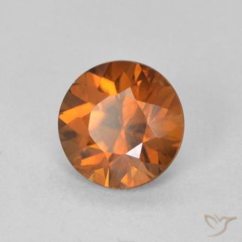Zircão Medium Dark-Orange Natural 1.21ct, Redondo, VVS-VS