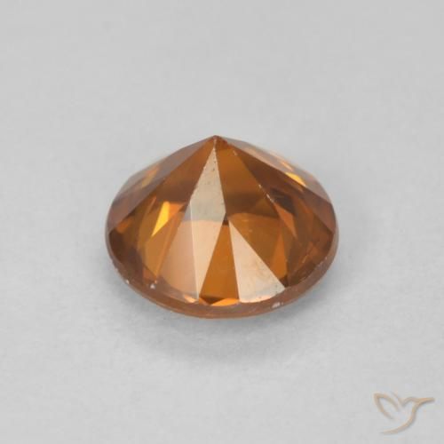 Zircão Medium Dark-Orange Natural 1.21ct, Redondo, VVS-VS