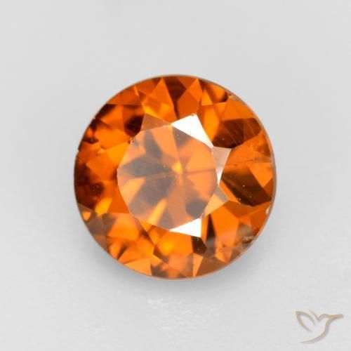 Zircão Laranja médio-escuro Natural 1.14ct, Redondo, VS