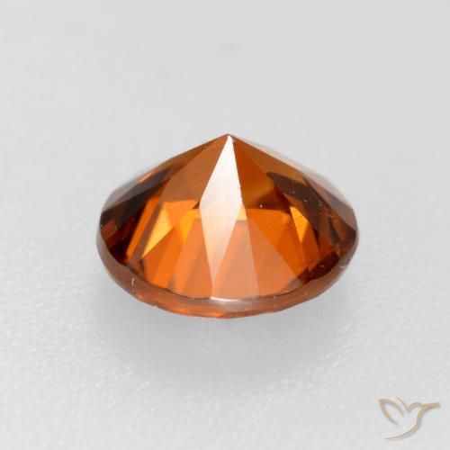 Zircão Laranja médio-escuro Natural 1.14ct, Redondo, VS