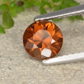 Zircão laranja avermelhado Natural 1.26ct, Redondo, VVS-VS