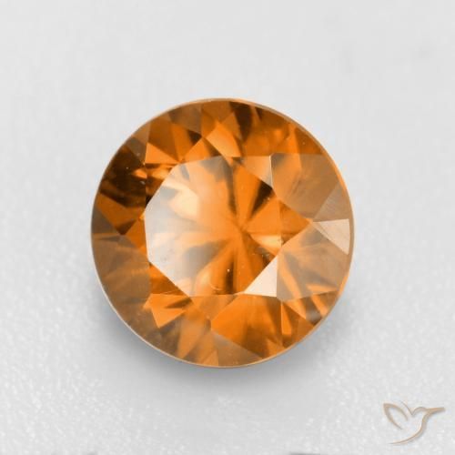 Zircão Laranja Profundo Natural 1.25ct, Redondo, VVS-VS
