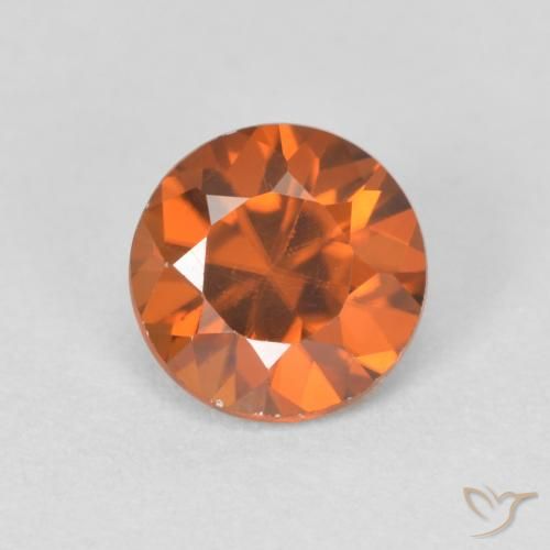 1.20ct Natural Medium Dark-Orange Zircão, Redondo, VVS-VS