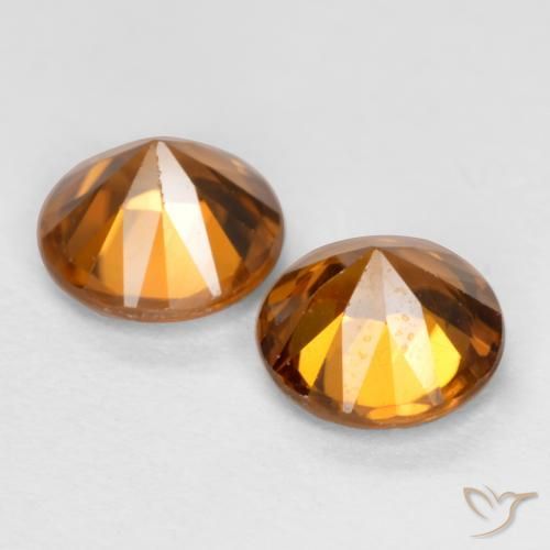 Pedras preciosas de Zircão Laranja Profundo natural de 2.24 ct, Redondo, VVS-VS