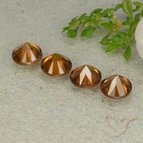 Pedras preciosas de Zircão Laranja médio-escuro natural de 4.75 ct, Redondo, VVS-VS