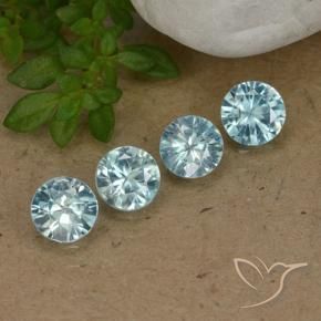 Pedras preciosas de Zircão Azul claro natural de 1.71 ct, Redondo, VVS-VS