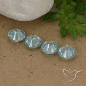 Pedras preciosas de Zircão Azul claro natural de 1.71 ct, Redondo, VVS-VS