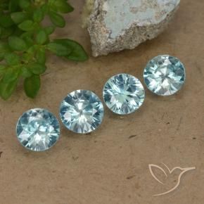 Pedras preciosas de Zircão Azul claro natural de 1.78 ct, Redondo, VVS-VS