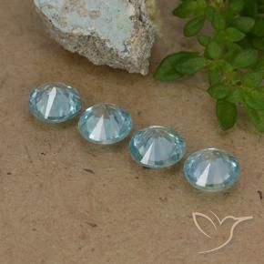 Pedras preciosas de Zircão Azul claro natural de 1.78 ct, Redondo, VVS-VS