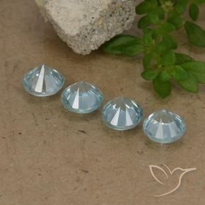 Pedras preciosas de Zircão Azul claro natural de 2.06 ct, Redondo, VVS-VS