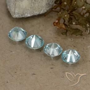Pedras preciosas de Zircão Azul pálido natural de 2.02 ct, Redondo, VVS-VS