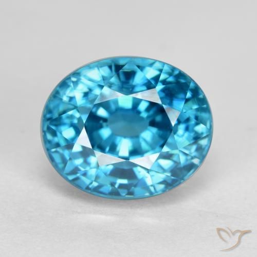 5.74ct Natural Azul elétrico Zircão, oval, VVS