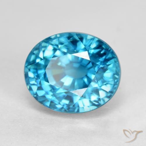 Zircão Azul elétrico Natural 5.74ct, oval, VVS