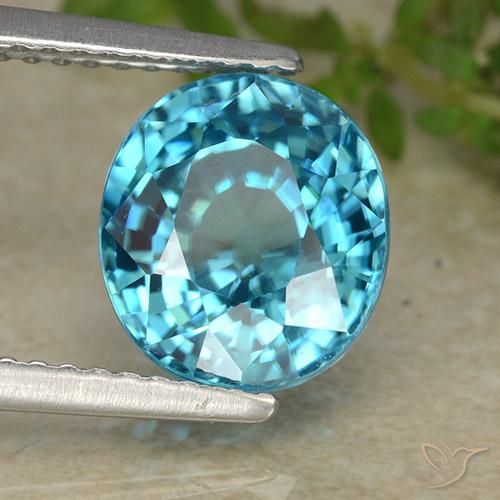Zircão Azul médio Natural 5.36ct, oval, VVS