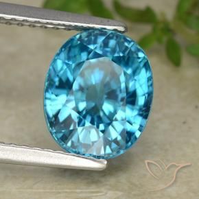 Zircão Azul Natural 5.23ct, oval, VVS