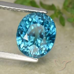 Zircão Azul médio Natural 5.29ct, oval, VVS