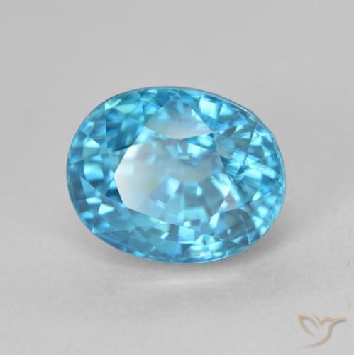 Zircão Azul Azure Elétrico Natural 5.24ct, oval, VVS